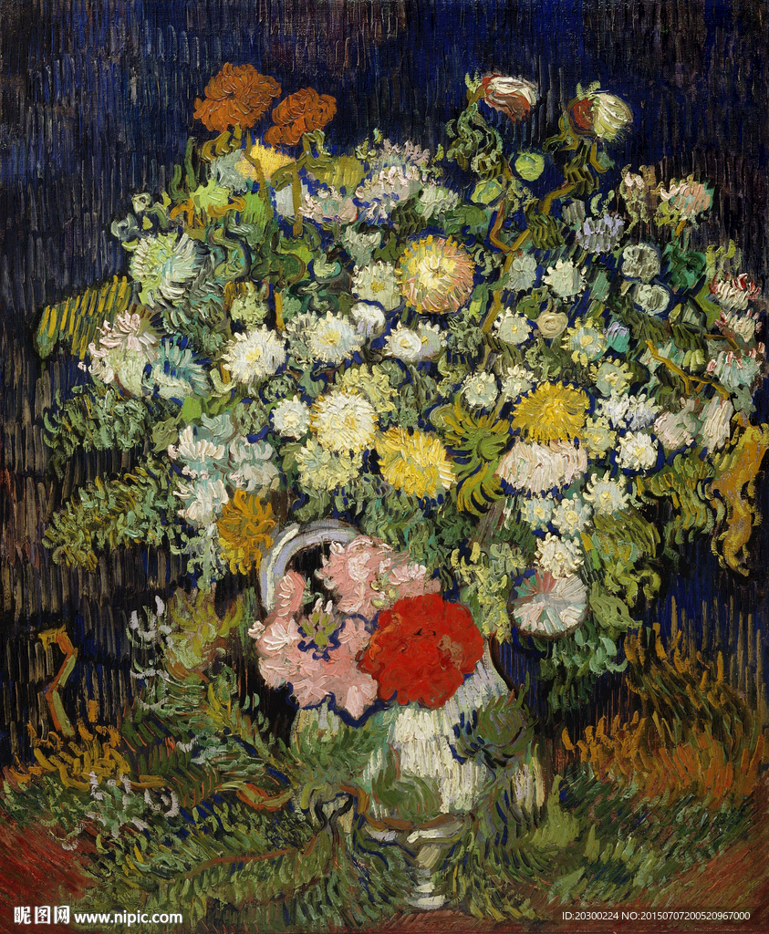 梵高瓶中的花束油画挂画装饰画
