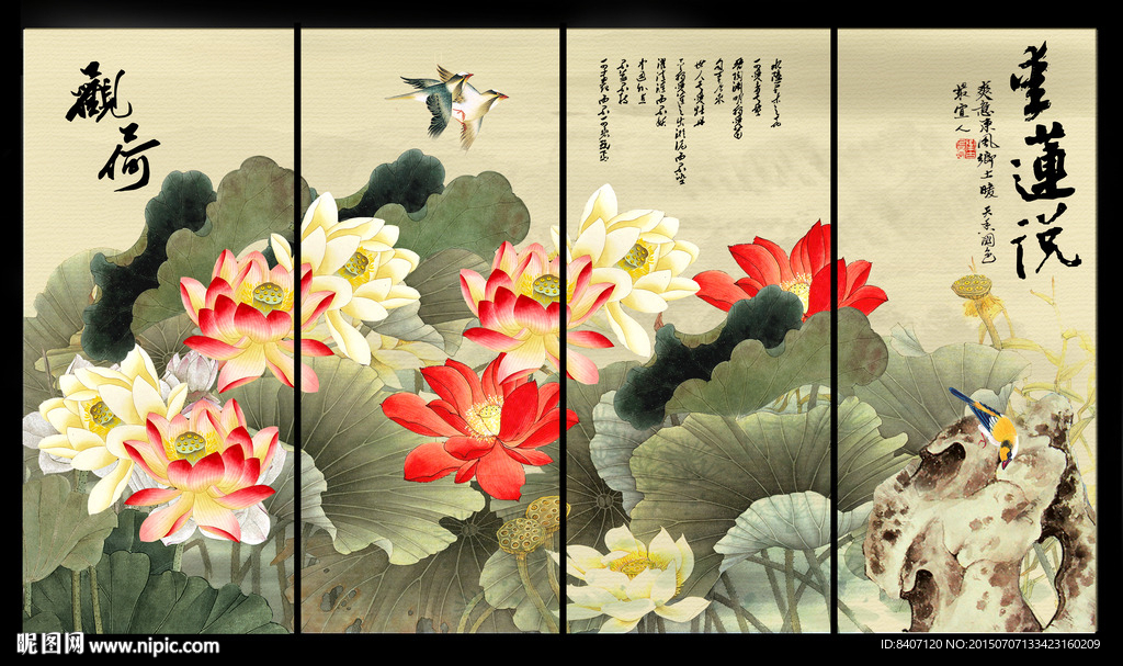 国画荷花
