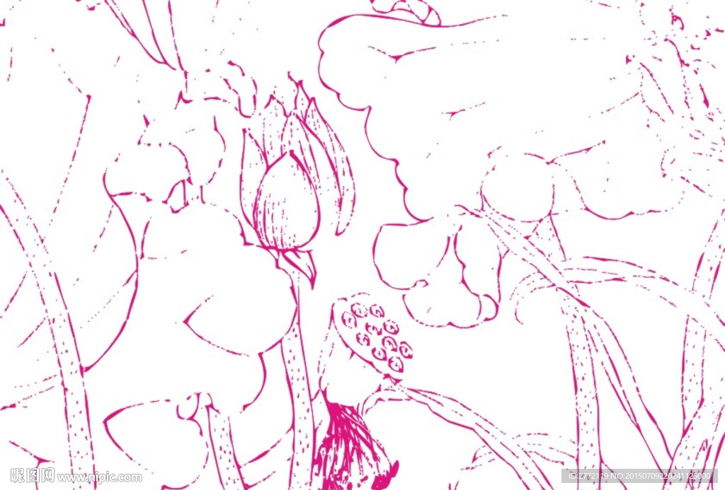 莲叶花妆 手工画