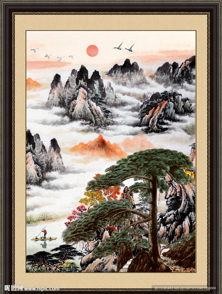 国画迎客松