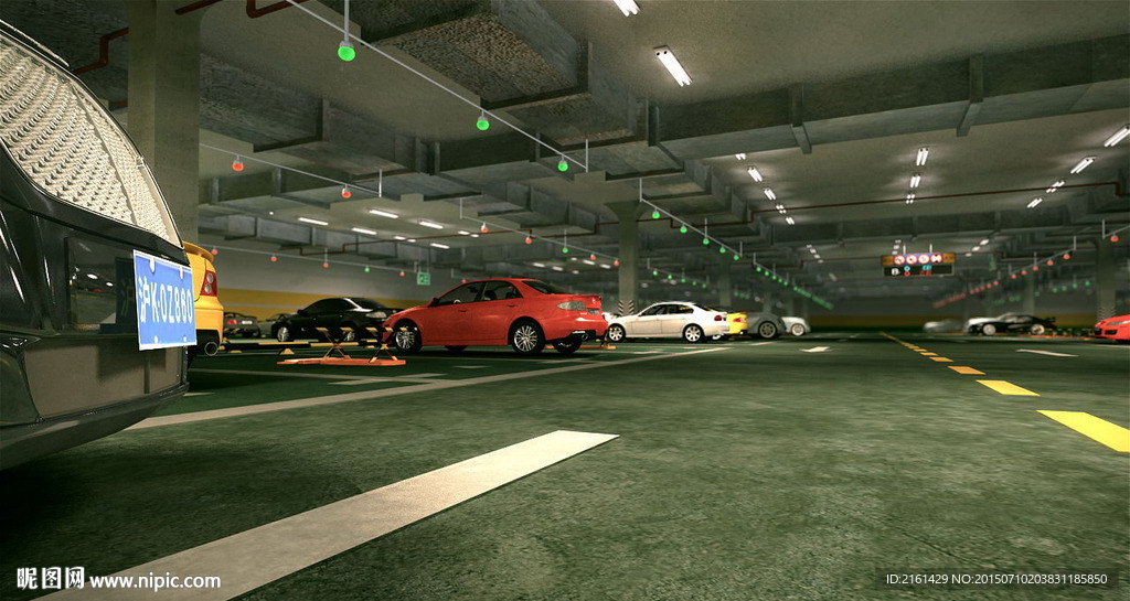 地下车库停车场动画vray渲染