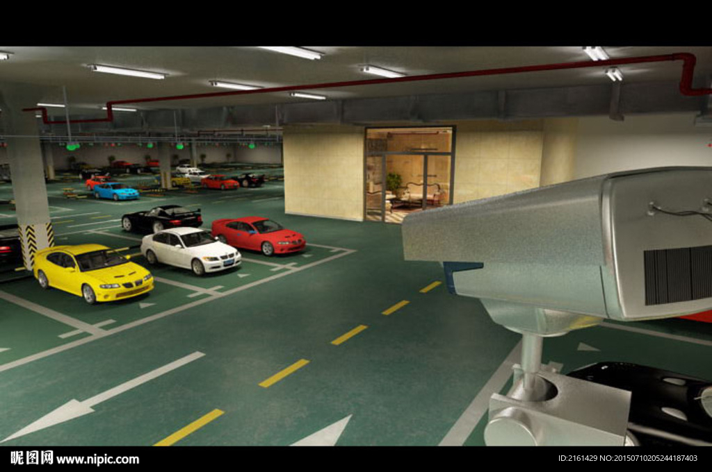 地下车库停车场动画vray渲染