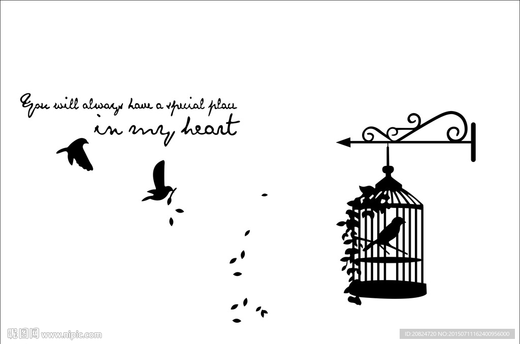 鸟笼背景墙贴图