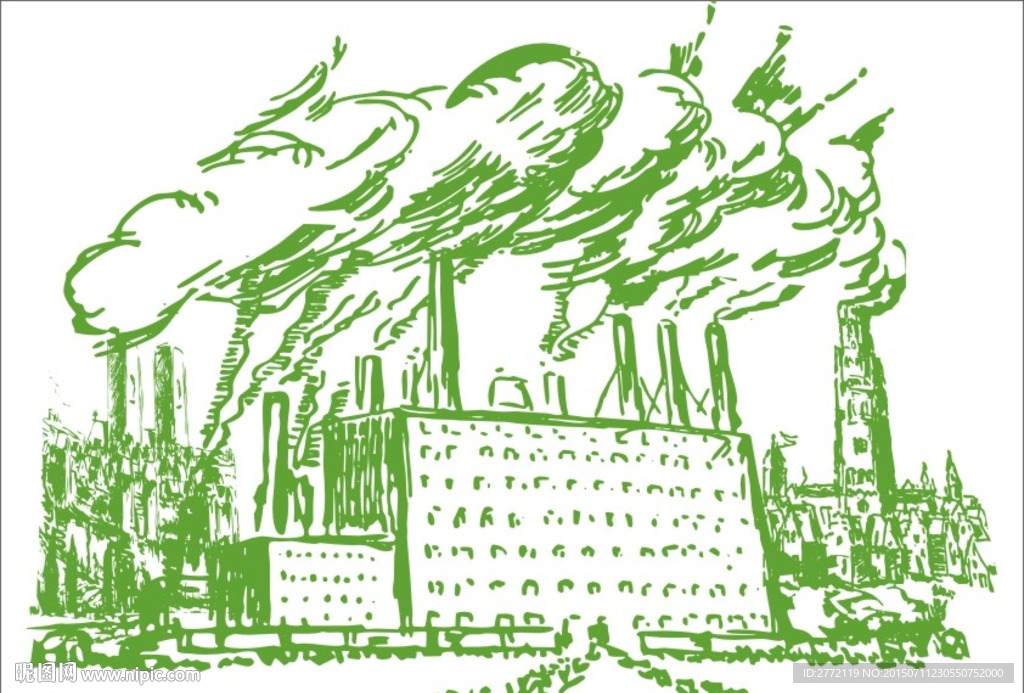 工业污染 生态环境画