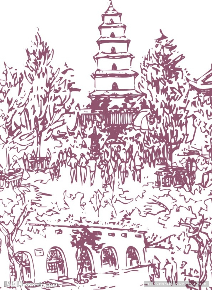 宝塔庄严 工笔画