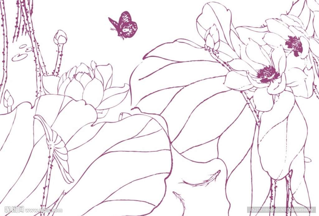 紫玉荷 手描画