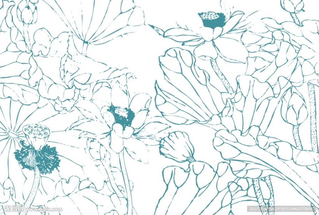 碧波芙蓉倩影 简笔画