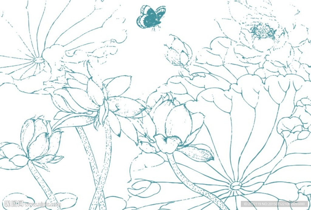 花影荷花叶 文学插画