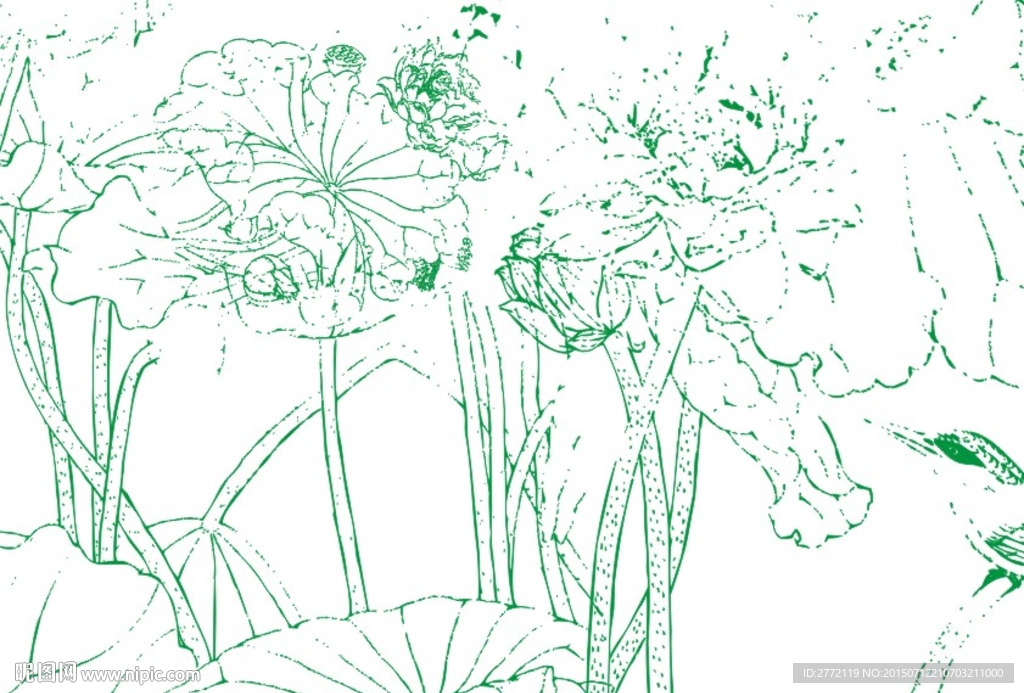 莲花彩影 手绘画