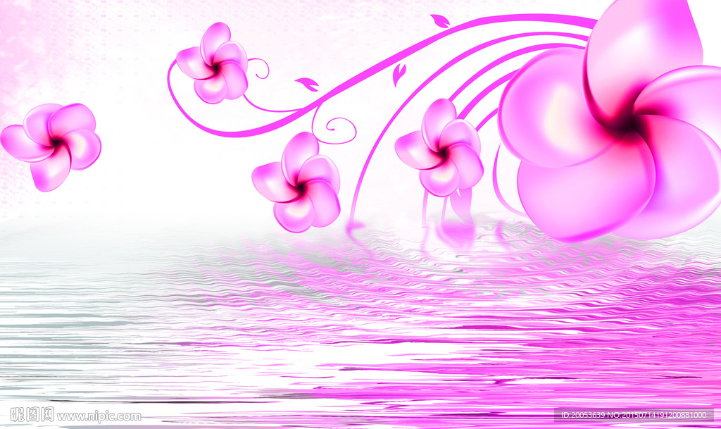 3d花朵电视背景墙