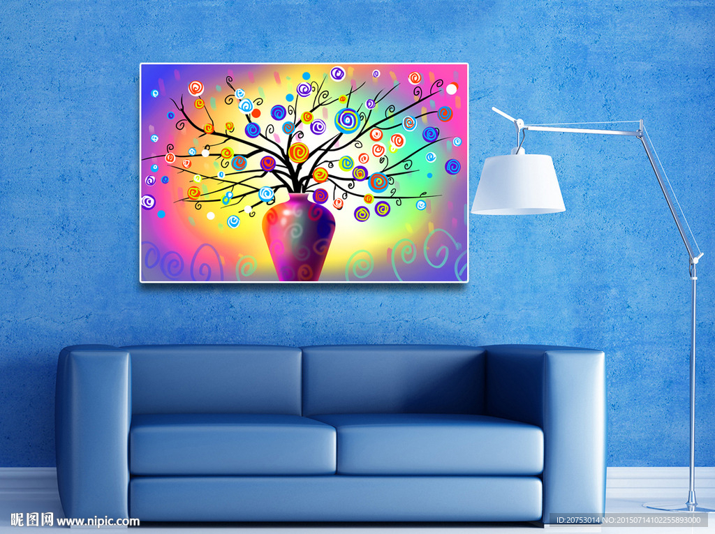 浪漫七彩树无框画