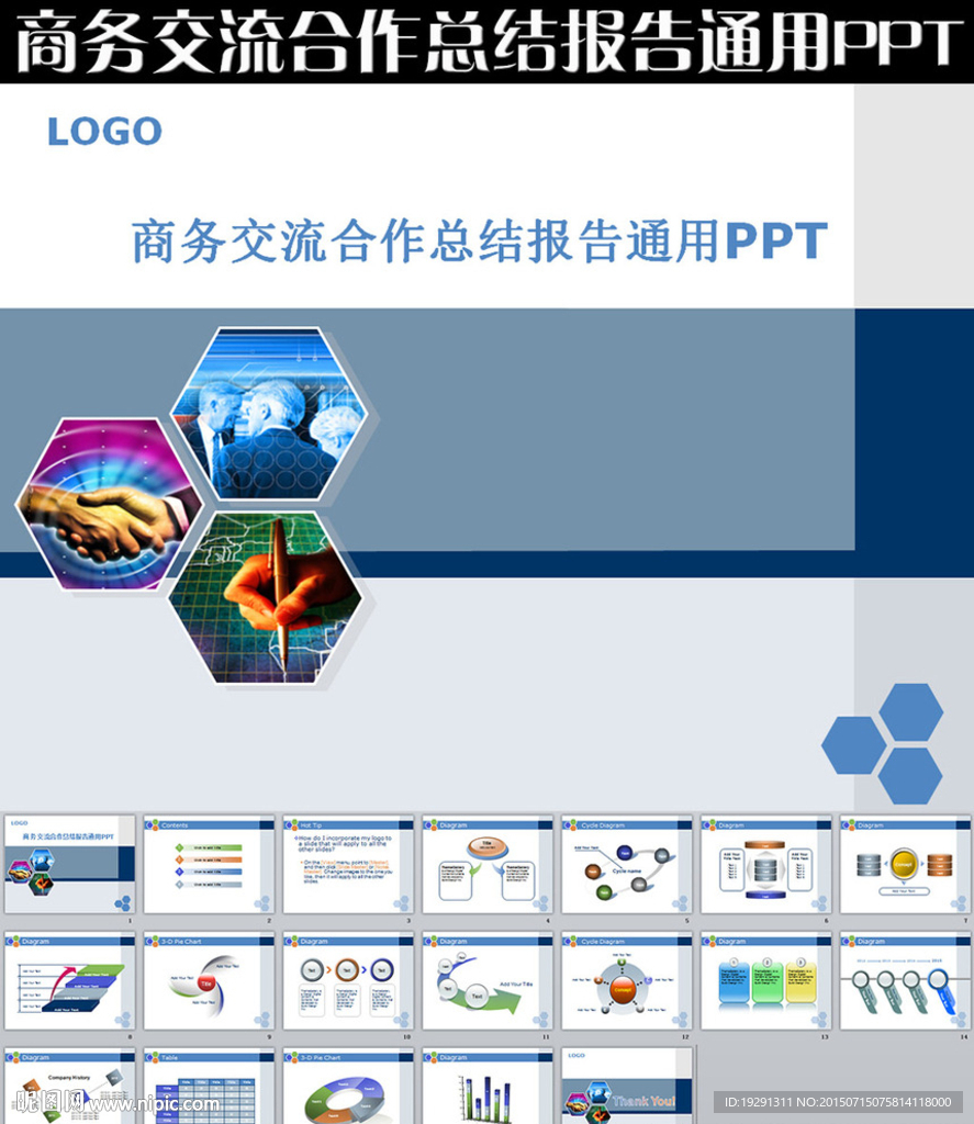 商务交流合作总结报告通用PPT