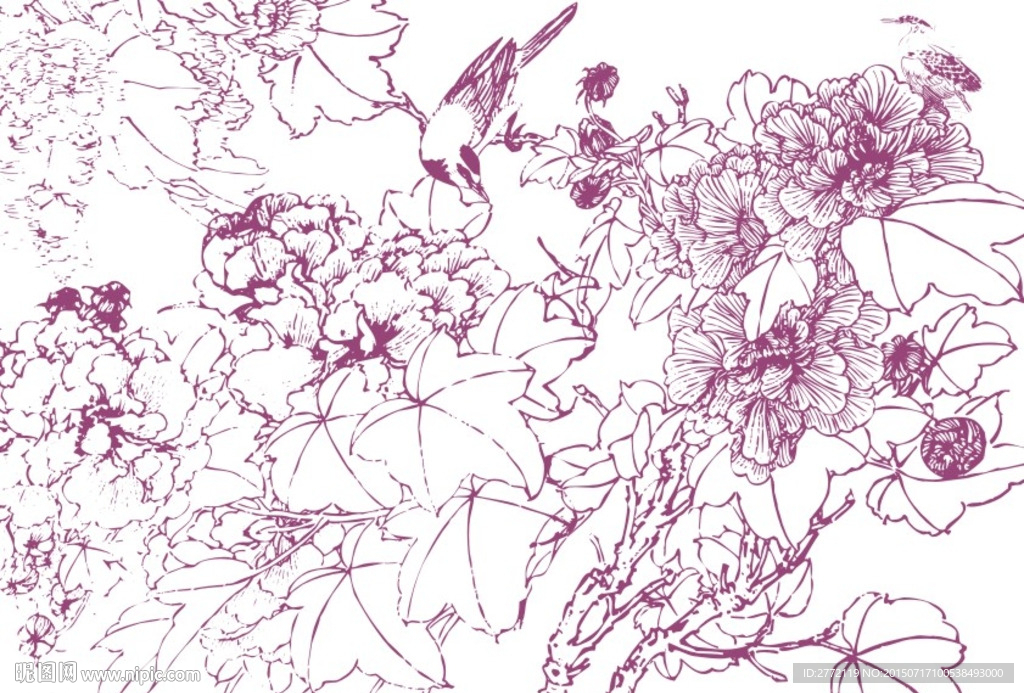 花香鸟语 简笔画