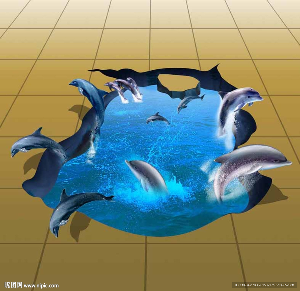 海豚 海底世界 3D立体画