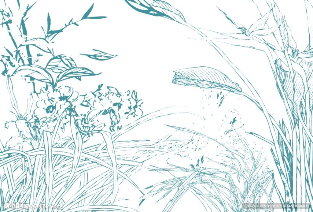 兰花香竹 中国画