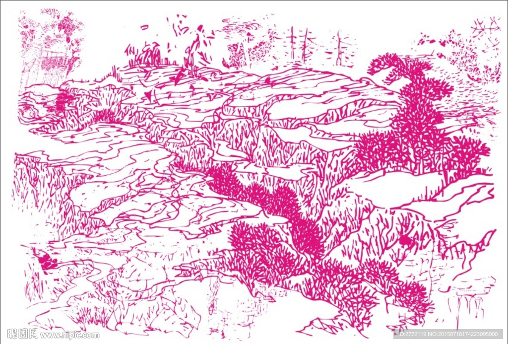 绿野山田 风景画