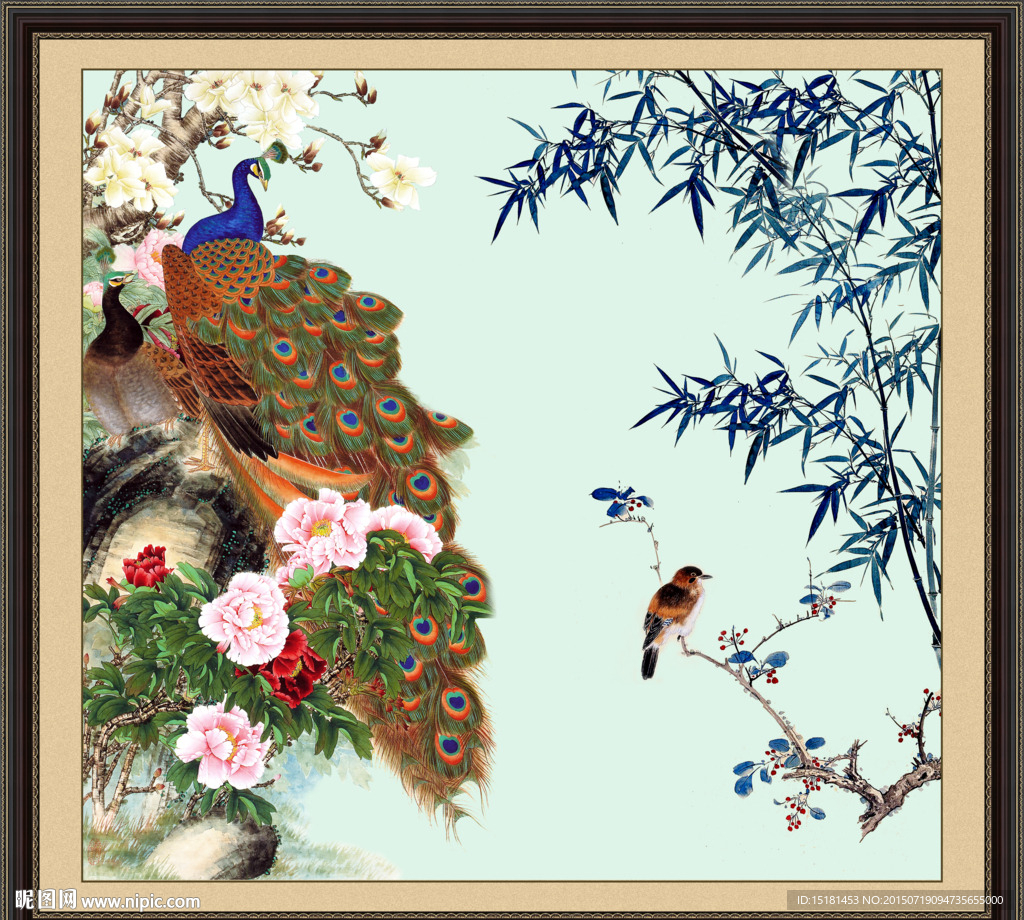 花鸟孔雀图