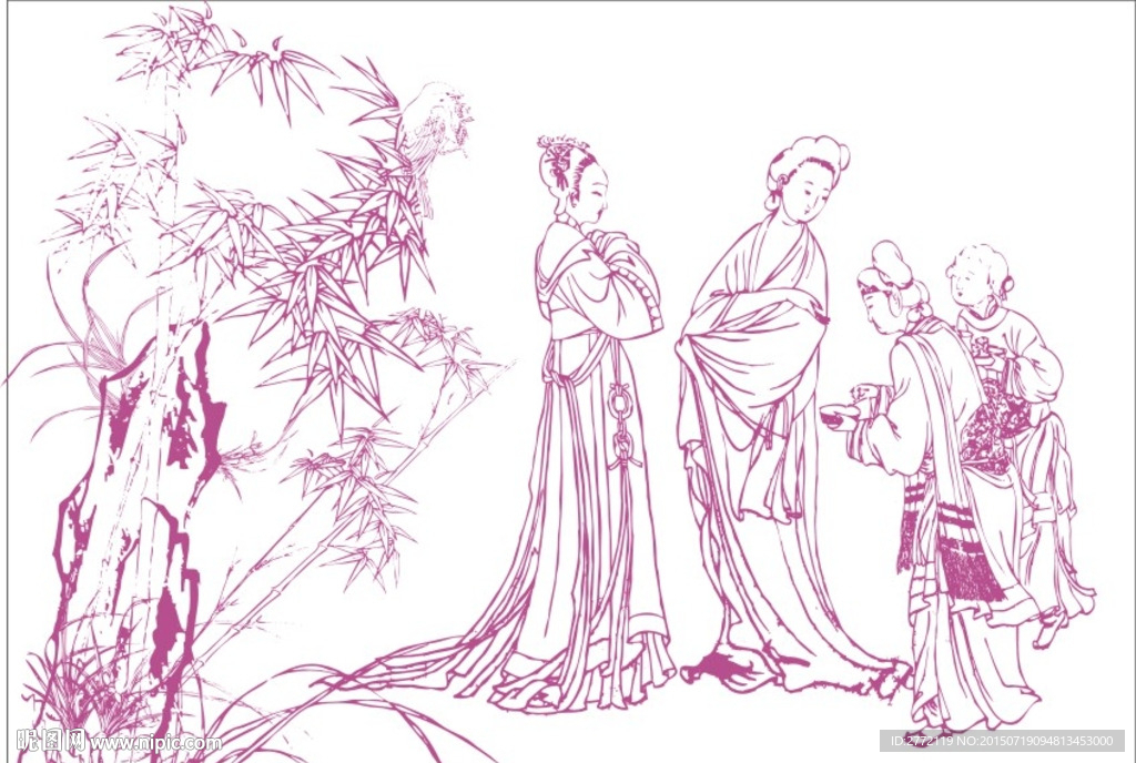 古代妇女聊天 美术画