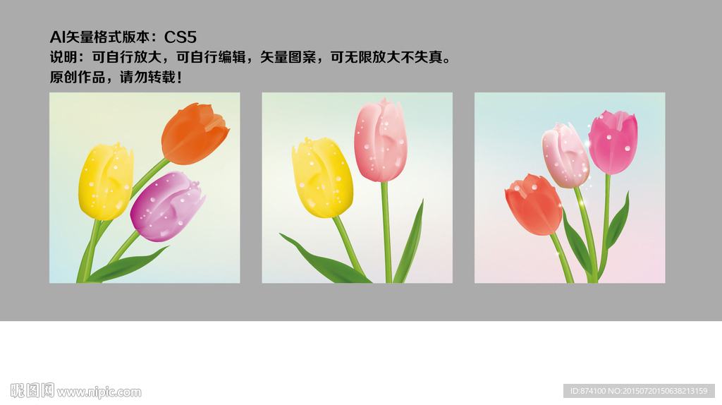 百合花郁金香无框画