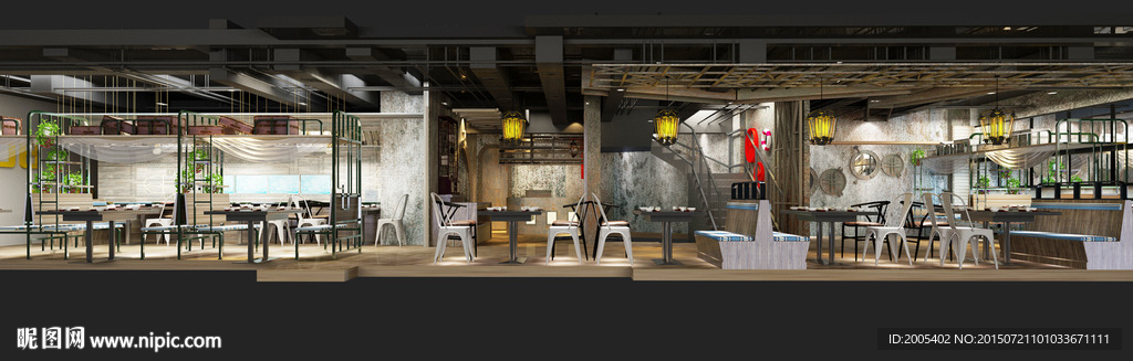 沉船复古主题酒店3D整体模型