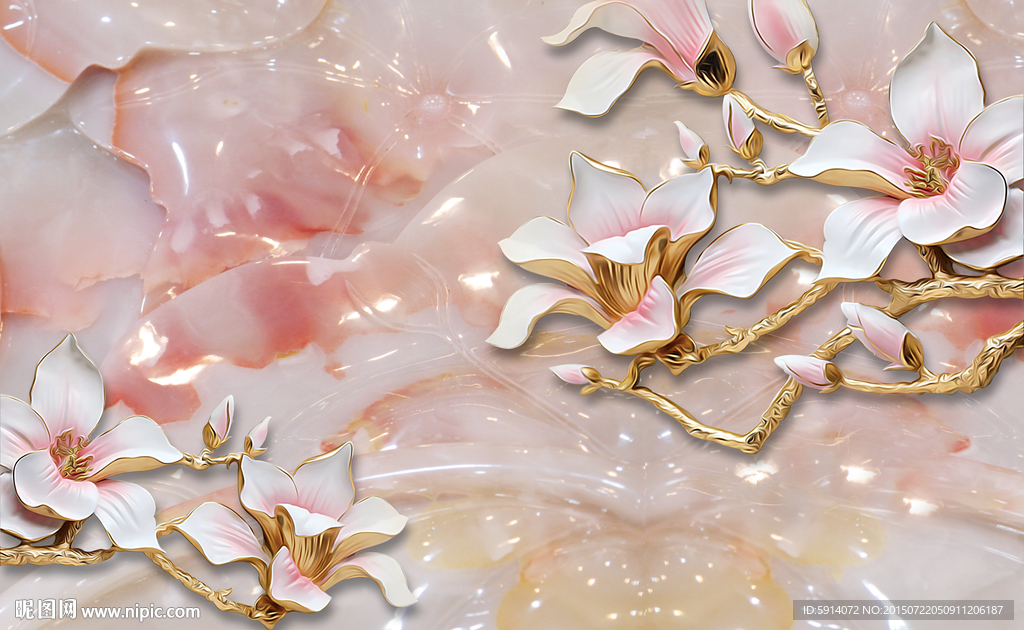玉雕 家和富贵 3D壁画 分层