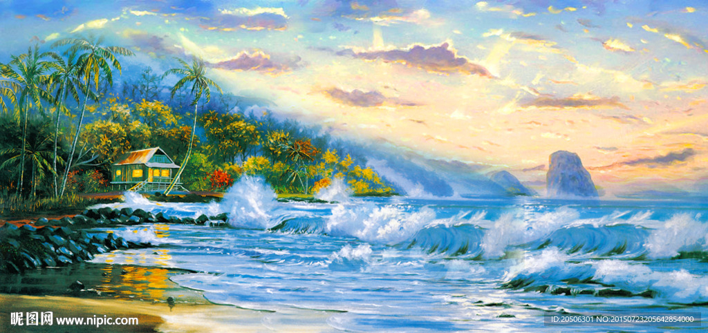 油画大海