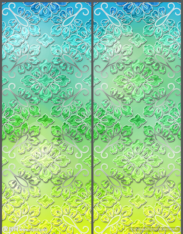 现代清新花纹移门PSD