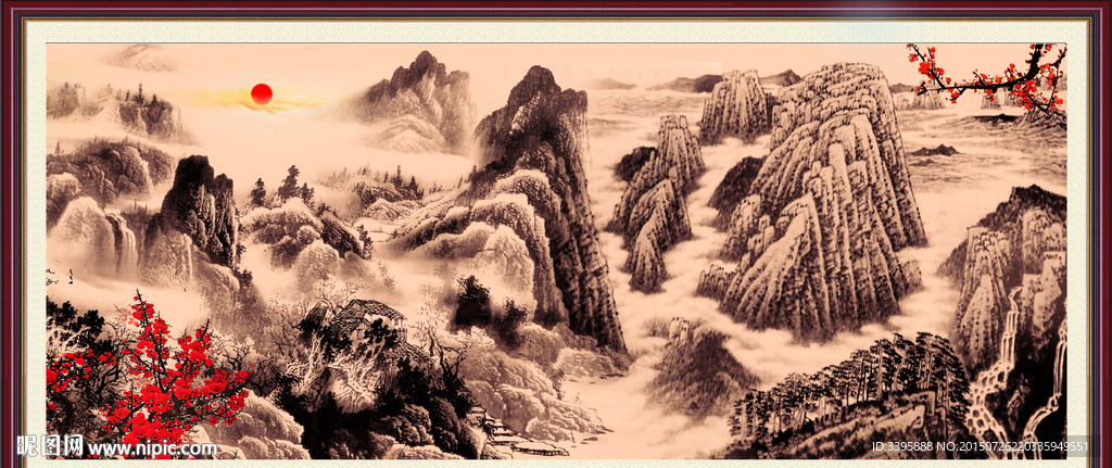 东山再起 巨幅山水画