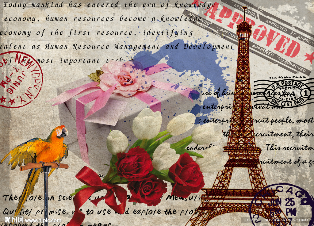 法国埃菲尔铁塔 浪漫玫瑰