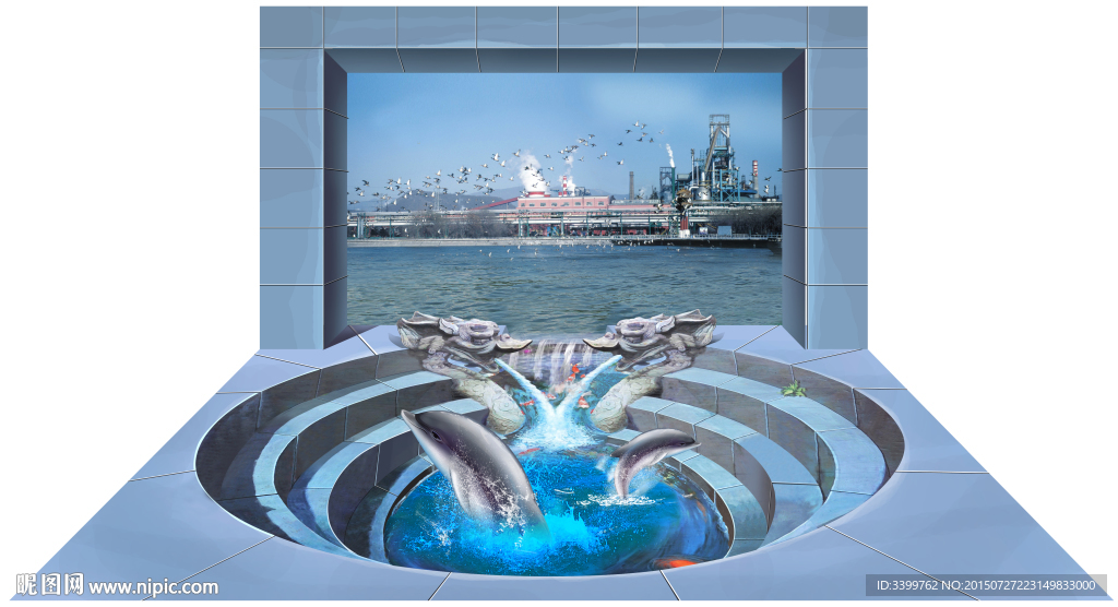 海豚3D立体画