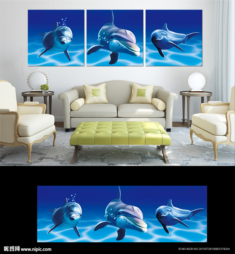 海豚无框画