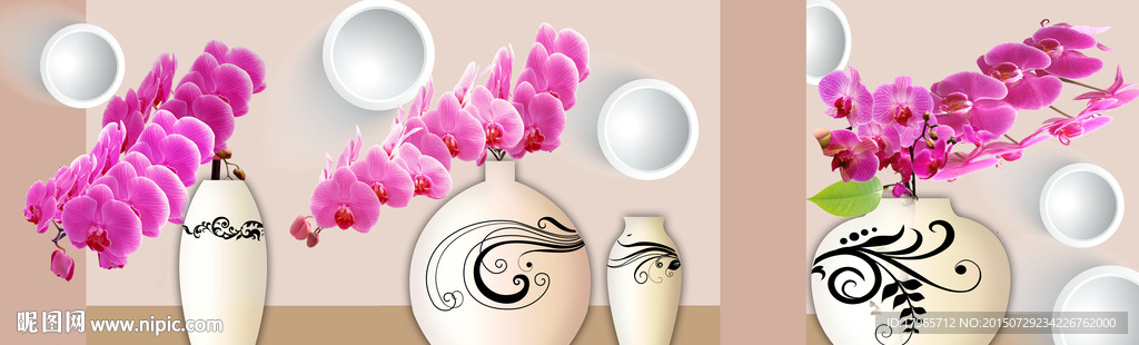 3d花瓶烤瓷画无框画