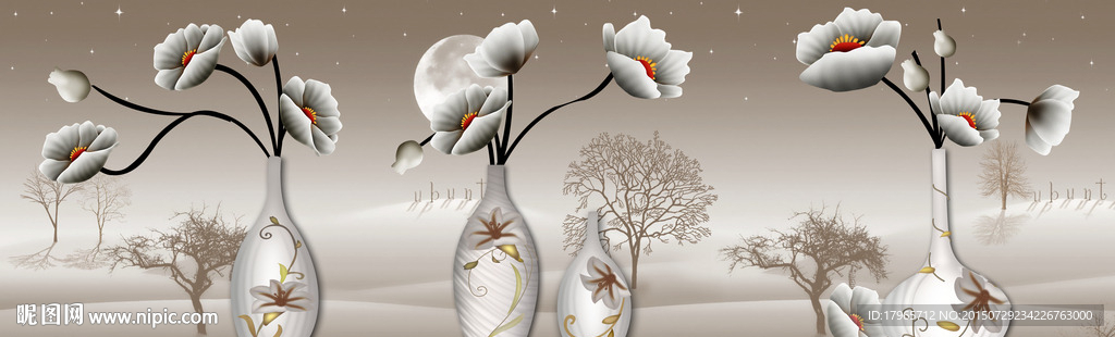 花瓶烤瓷画