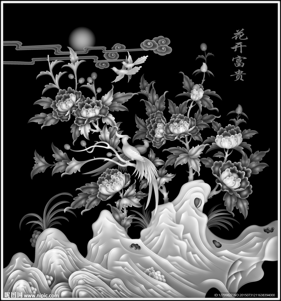 牡丹花灰度图