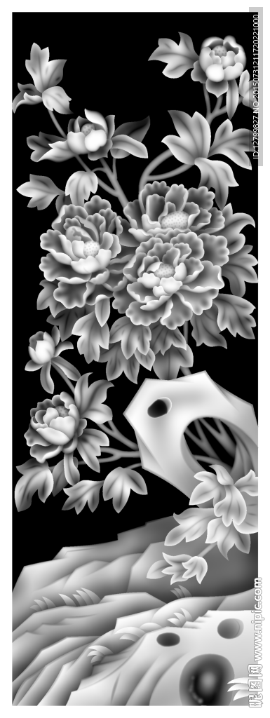 牡丹花灰度图