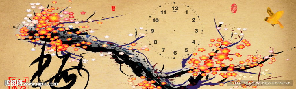 钻石画十字绣钟面梅花