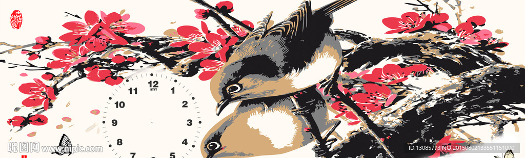 钻石画十字绣钟面梅花