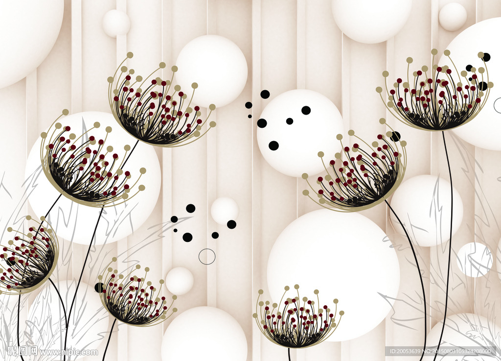 3d蒲公英电视背景墙