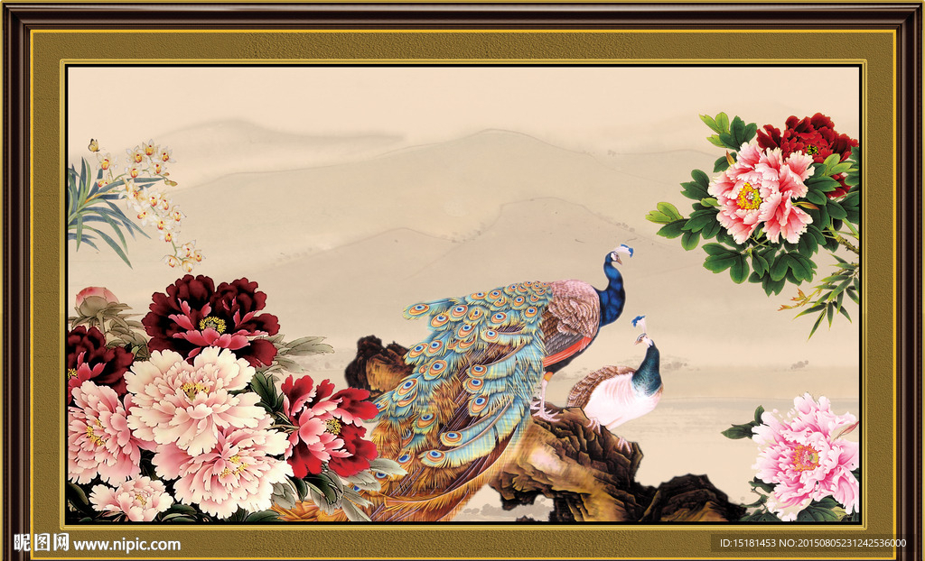 牡丹孔雀图