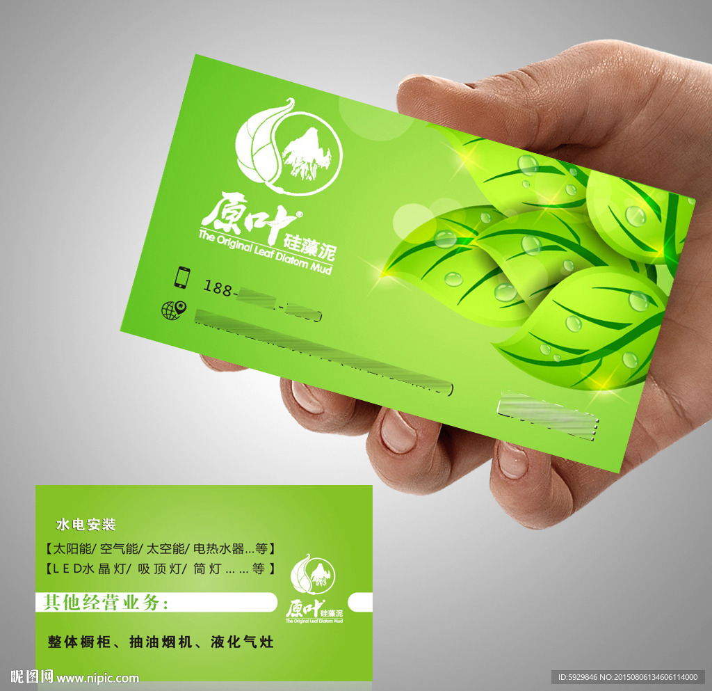 绿色硅藻泥名片