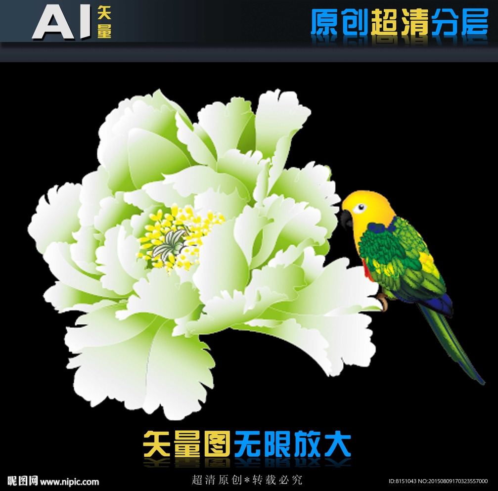 白色牡丹高清矢量图