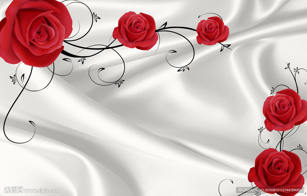 3d玫瑰背景墙图片