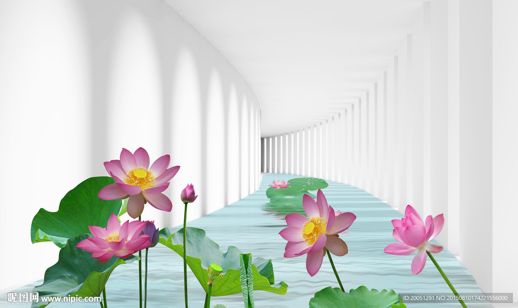 3d背景墙 荷花