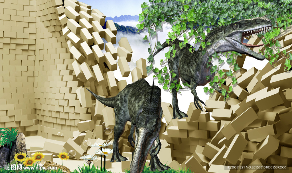 3d背景墙恐龙