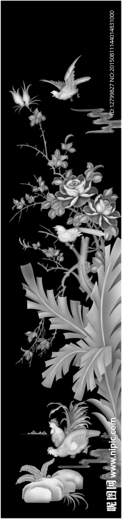 四季花鸟灰度图