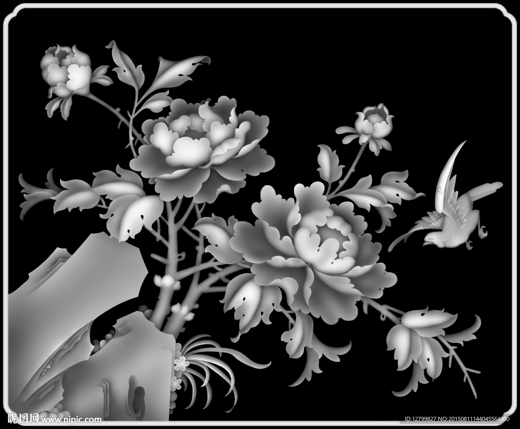 四季花鸟灰度图