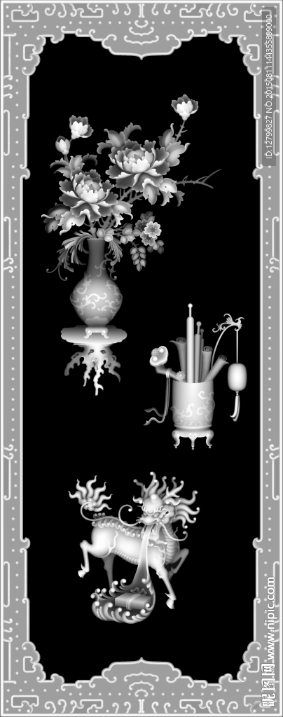 四季花鸟灰度图