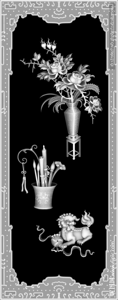 四季花鸟灰度图