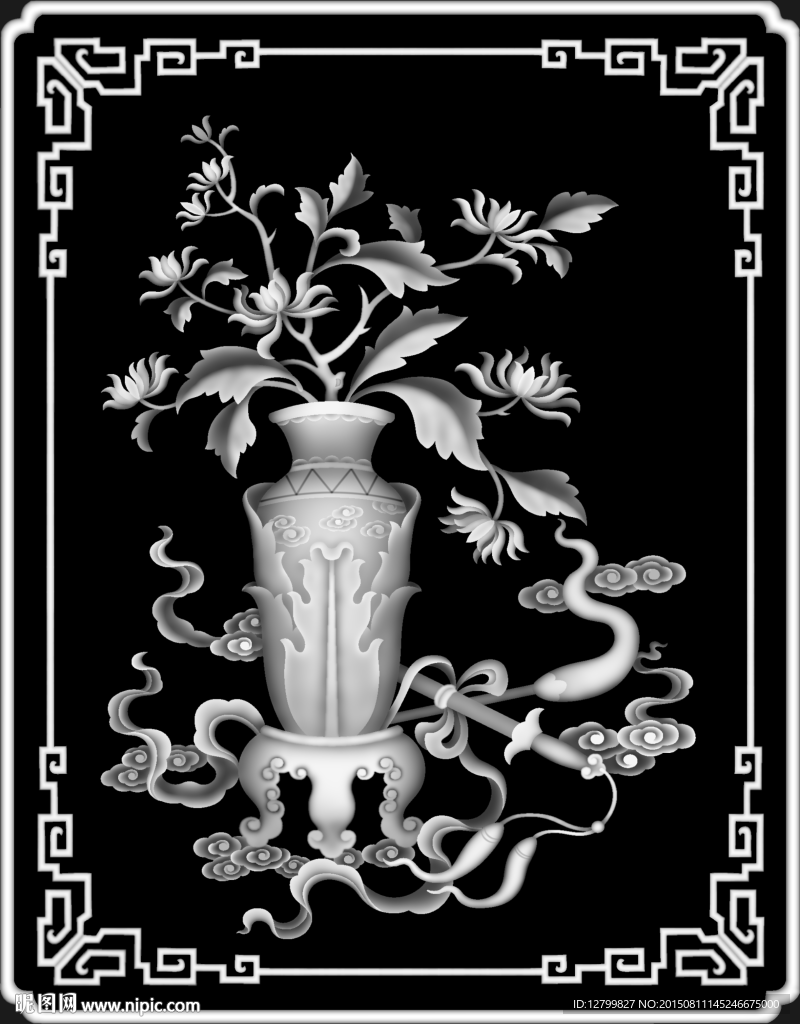 四季花鸟灰度图