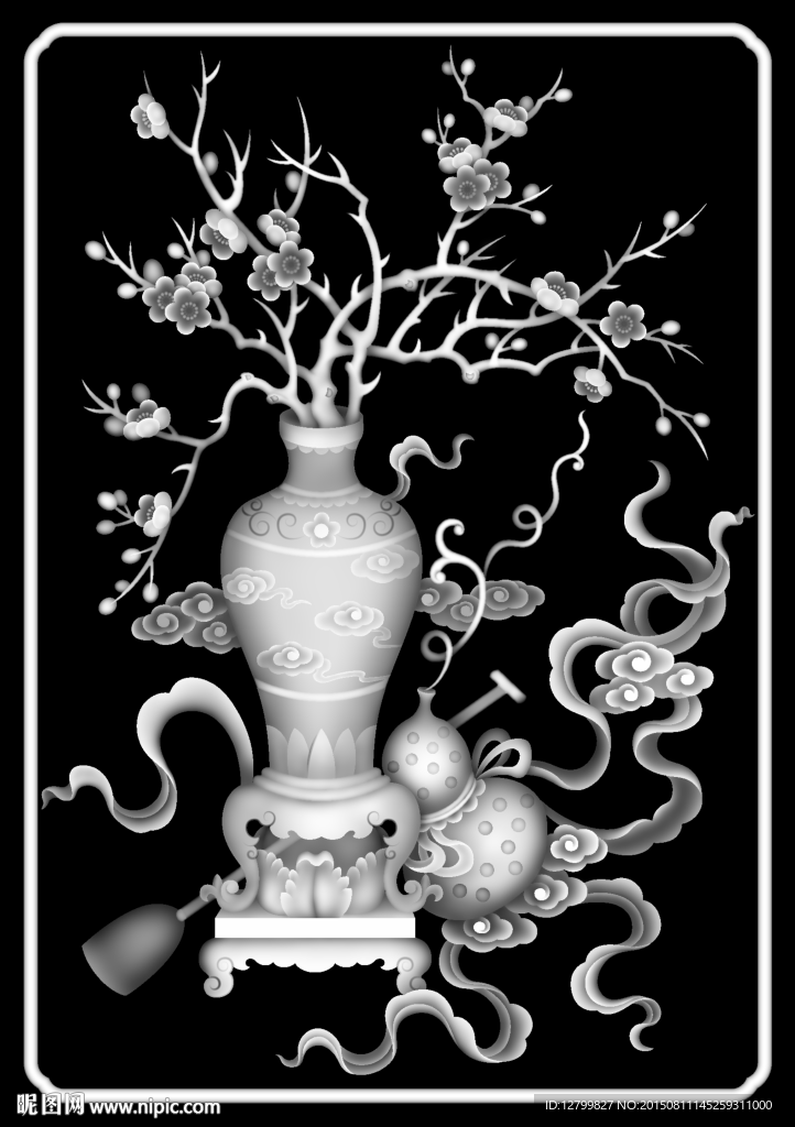 四季花鸟灰度图